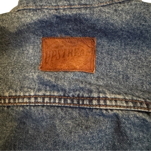 Vintage 90s Kellogg’s Corn Flakes Embroidered Denim Jacket Leather Collar Size S - Picture 10 of 11